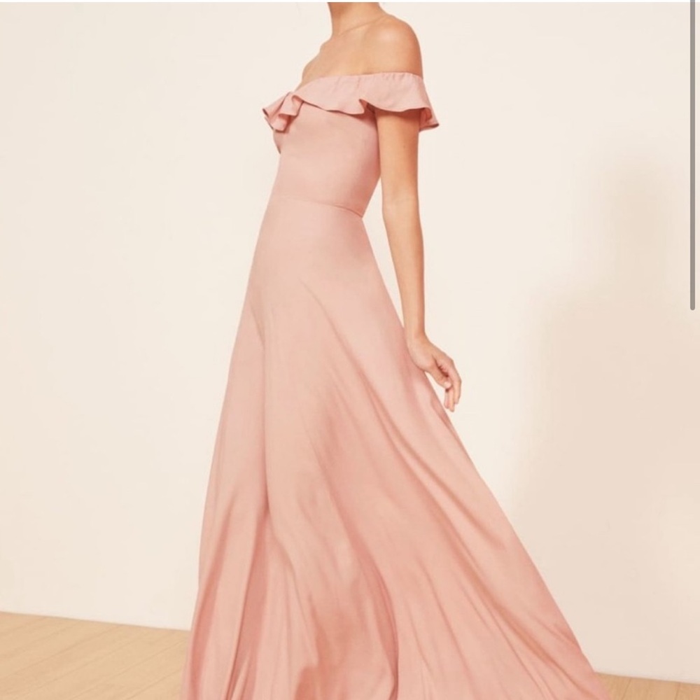 Reformation Off The Shoulder Verbena Maxi Dress In Blush Size 6 - Picture 2 of 11